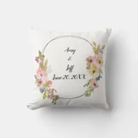 Geometric Watercolor Monogram Floral Wedding Throw Pillow