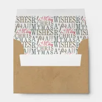 Warm Wishes Typography Kraft/Red/Green ID589 Envelope