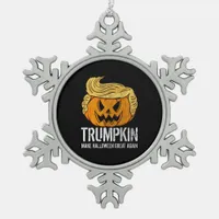 Halloween Great Again Donald  Trumpkin Pumpkin Snowflake Pewter Christmas Ornament