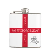 Eat Drink and Be English St George's Cross Flag Flask