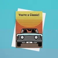 Classic Car Driving off into sunset personalize Note Card