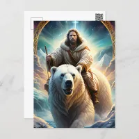 (AI Generated ) Jesus on a polar bear  Postcard