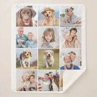 Modern 12 Photo Collage Custom Family Friends Pets Sherpa Blanket