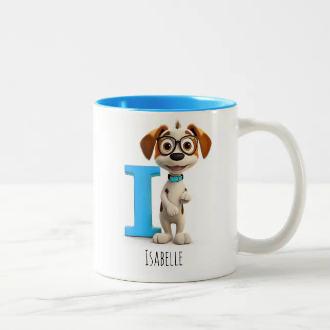 Letter I Dog Alphabet Monogram Coffee Mug