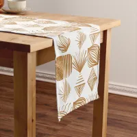 Bold Caribbean Tribal Mudcloth: Gold, White Long Table Runner