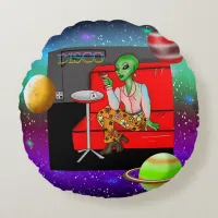 1970's Retro Extraterrestrial in Disco Lounge   Round Pillow