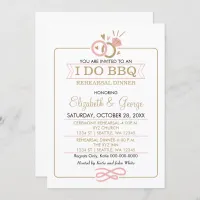 blush pink gold I DO BBQ rehearsal dinner Invitation