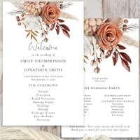 Budget Rustic Terracotta Florals Wedding Program