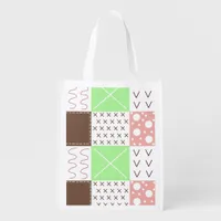 Boho Brown, Burgundy, Green and Mauve Whimsical  Grocery Bag