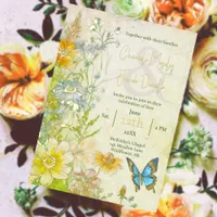Elegant Meadow Boho Wildflower Wedding Foil Invitation