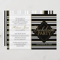 Stylish Modern Girl Stripes Bachelorette Party Invitation