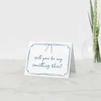 Will You Be My Something Blue? Classic Bow Wedding Card