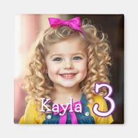 Personalized Photo, Name and Age Refrigerator  Magnet