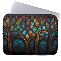 Colorful Mosaic Stained Glass Tree effect design Laptop Sleeve