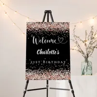 Birthday black rose gold welcome foam board