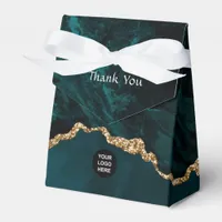 Teal - Turquoise and Gold Geode Agate Corporate Favor Boxes