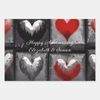 Personalized Cute Happy Anniversary  Wrapping Paper Sheets