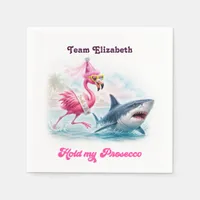 Hold My Prosecco Funny Shark Flamingo Bachelorette Napkins