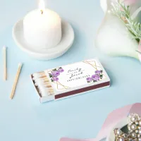 Elegant Gold Glitter Geometric Purple Floral Matchboxes