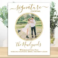 Wedding Signature Cocktail Gold Custom Photo Bar  Poster