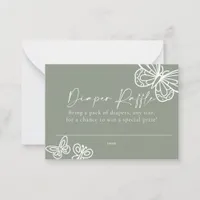 Diaper Raffle Sage Green Baby Shower Card 