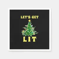 Let's Get Lit Funny Christmas Drinking Classic Napkins