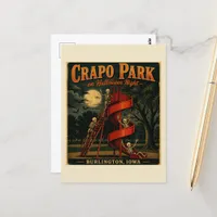 Skeletons Crapo Park on Halloween Burlington Iowa Postcard