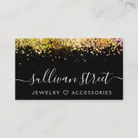 Black Holographic Glitter Jewelry Boutique Busines Business Card