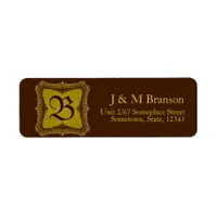 Monogram Brown + Gold Address Label