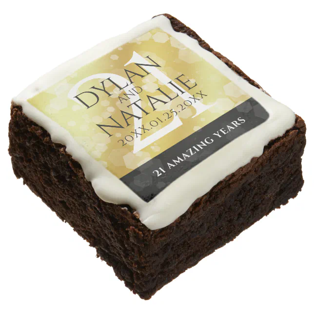 Elegant 21st Brass Wedding Anniversary Celebration Brownie