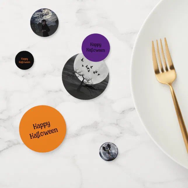 Spooky Halloween Full Moon Scenes Confetti