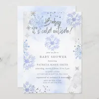 Blue Baby its Cold Outside Winter Baby Shower Invitation