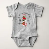 My First Christmas Snowman Snowflakes Baby Tee