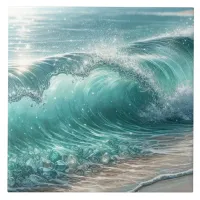 Pretty Blue Wave with Sparkles  Ceramic Tile