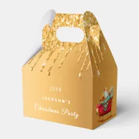 Christmas Party gold glitter drip red sleigh Favor Boxes