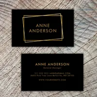 Simple Minimal Professional Blacka And Gold  Business Card