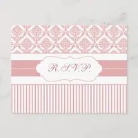 Elegant Blush Damask Stylish Modern Wedding Invitation Postcard