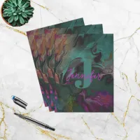 Dark Colored Liquid Paint Abstract Name & Monogram Pocket Folder