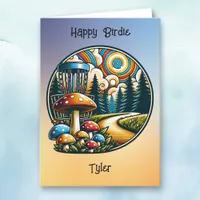 Retro Disc Golf Psychedelic Birthday Card