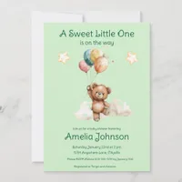 Sweet Little One on the Way Green Baby Shower Invitation