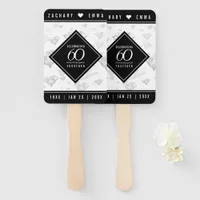 Elegant 60th Diamond Wedding Anniversary Hand Fan