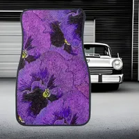 Purple pansies, abstract painting, floral art  car floor mat