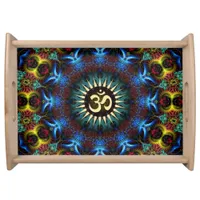 OM Floral Mandala Fractal Art Serving Tray