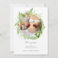 Watercolor Country Greenery Photo Pregnancy Announcement