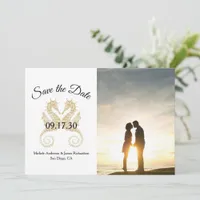 Elegant Gold Seahorses Tropical Wedding Photo Save The Date