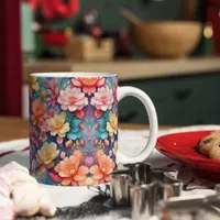 Modern Dynamic Flower Art Pattern Coffee Mug