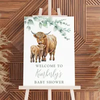 Highland Cow Boho Eucalyptus Greenery Baby Shower Foam Board
