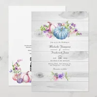 Autumn Fall Floral Rustic Country QR Code Wedding Invitation