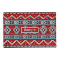 Southwest Mesas Turquoise & Red Personalized Pet Placemat