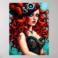 Red Haired Streampunk Woman Poster